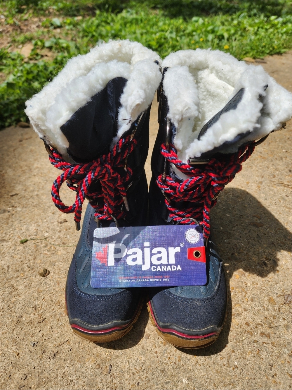 Navy Pajar Canada Alina Snow Fur Lined Lace Up Boots - Picture 4 of 14